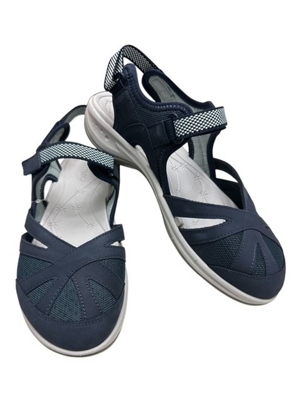Easy Spirit Esplash Slingback Sandal Womens 8.5WW Navy Blue Mesh Leather Upper